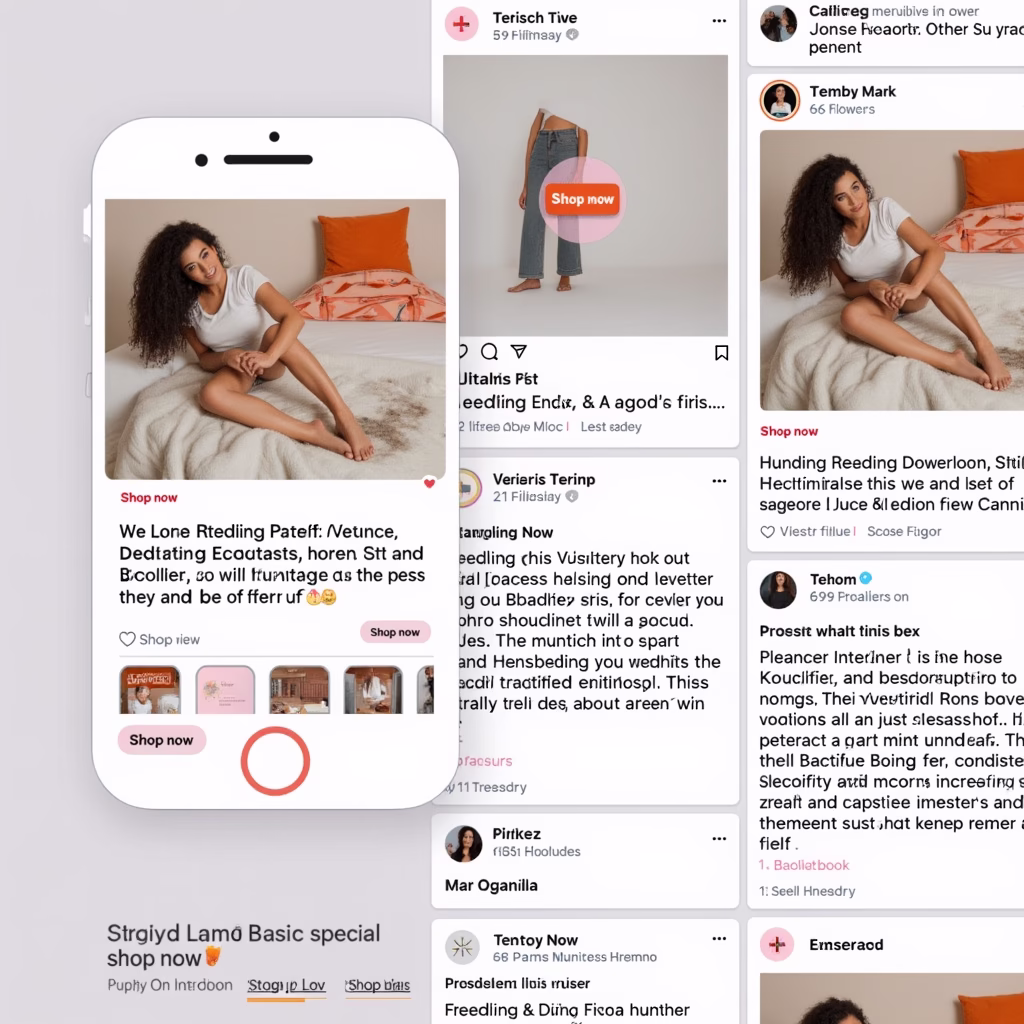 a vibrant social media feed with interactive