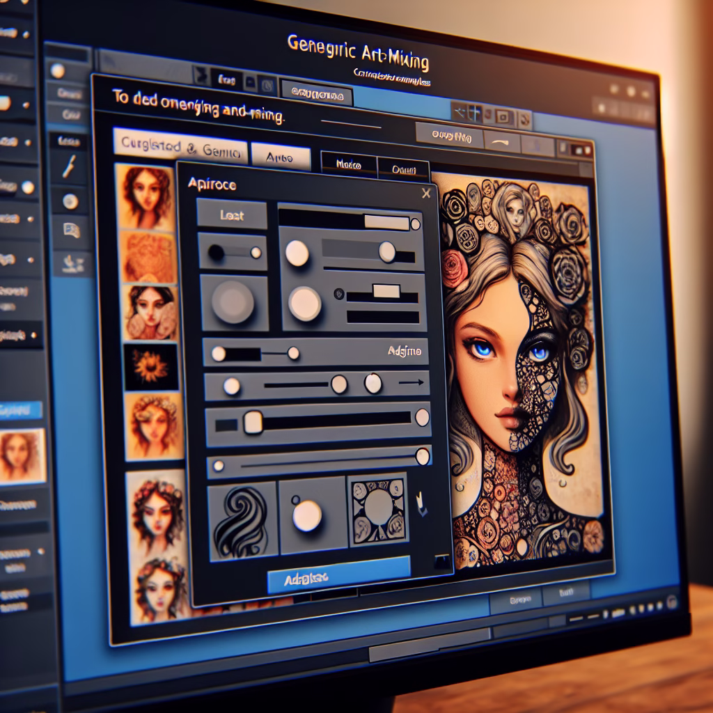 A user interface of Artbreeder, showing the process of blending and modifying different images to create a unique character design. Sliders and parameters are visible, allowing fine-tuning of features.